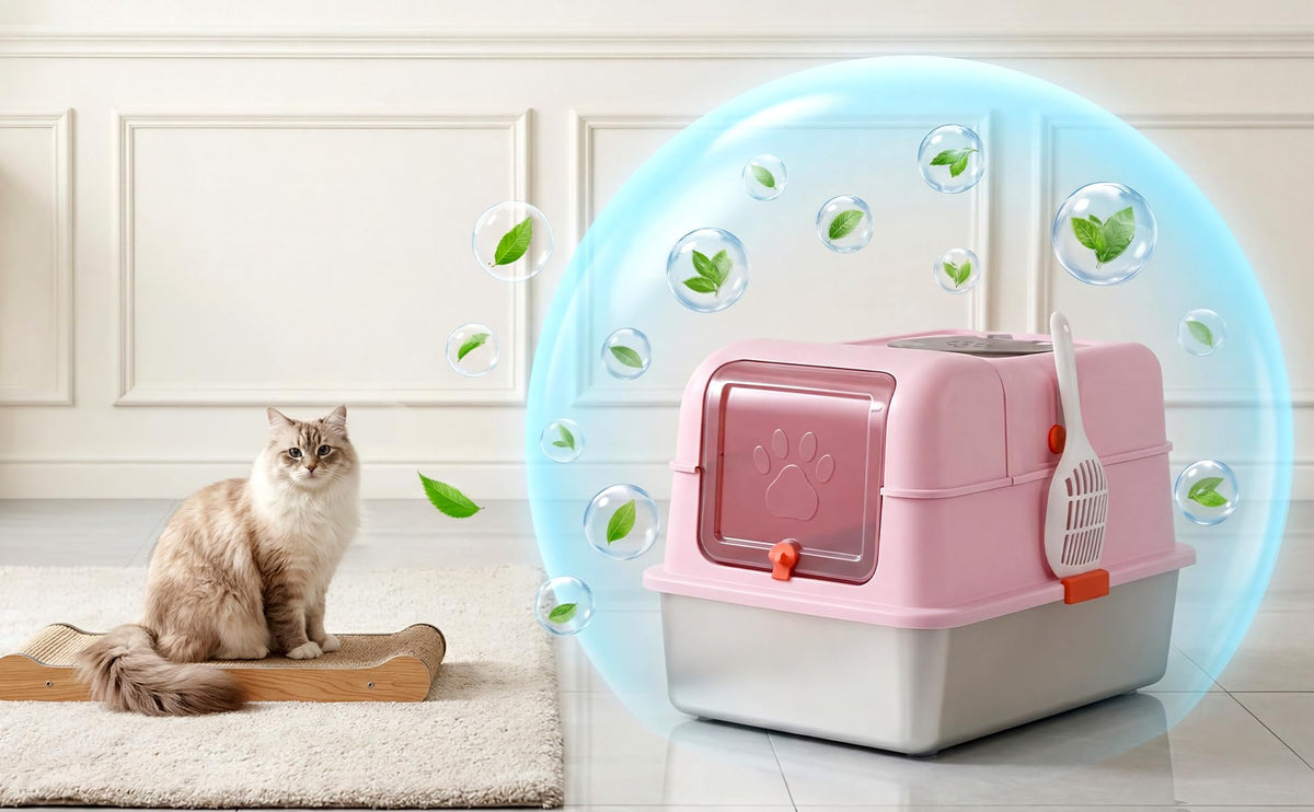 Fully Enclosed Stainless Steel Cat Litter Box with Lid K4995