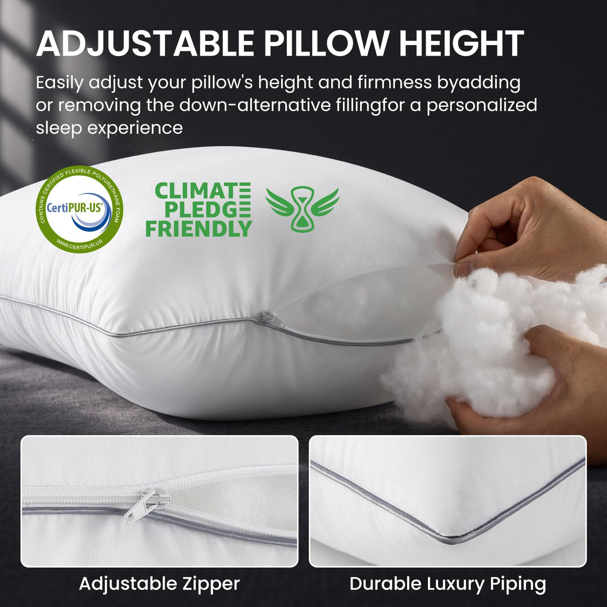 King Size Set of 2 Firm Bed Pillows N99131