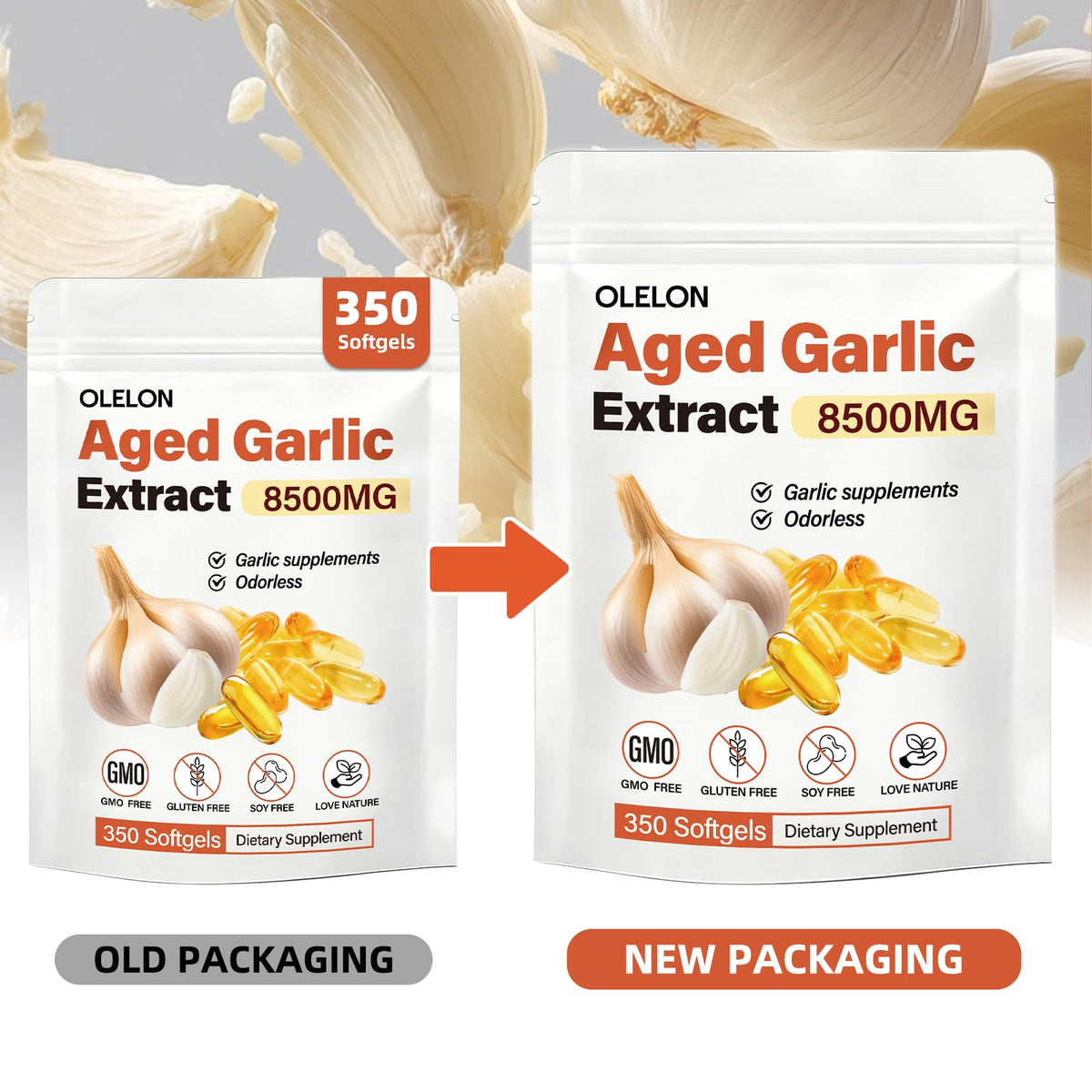 Aged Garlic Extract 350 Softgels Odorless Organic Garlic Supplement T279