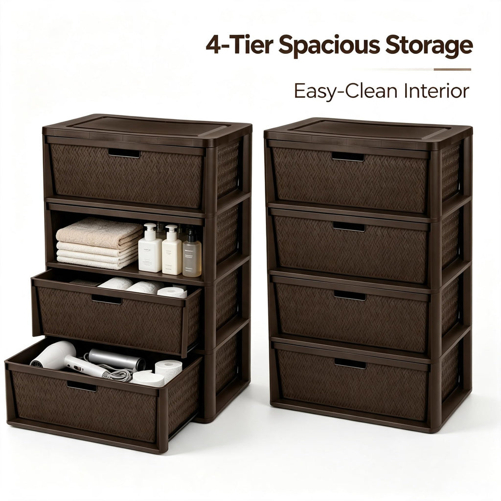 2 Pack Wide 4 Drawer Plastic Storage Tower Z442115