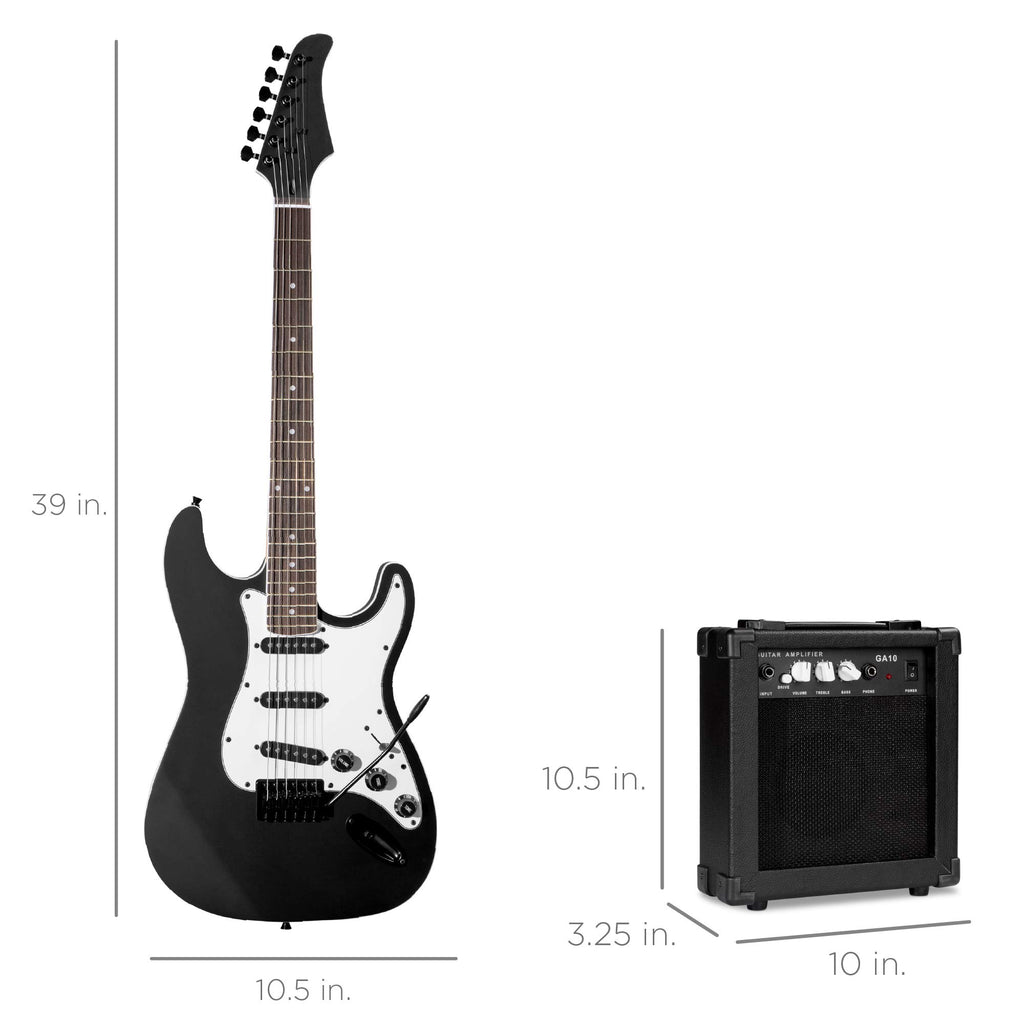 39in Full Size Beginner Electric Guitar Starter Kit with Case, Amp, Strings, Pick - Jet Black Z625814