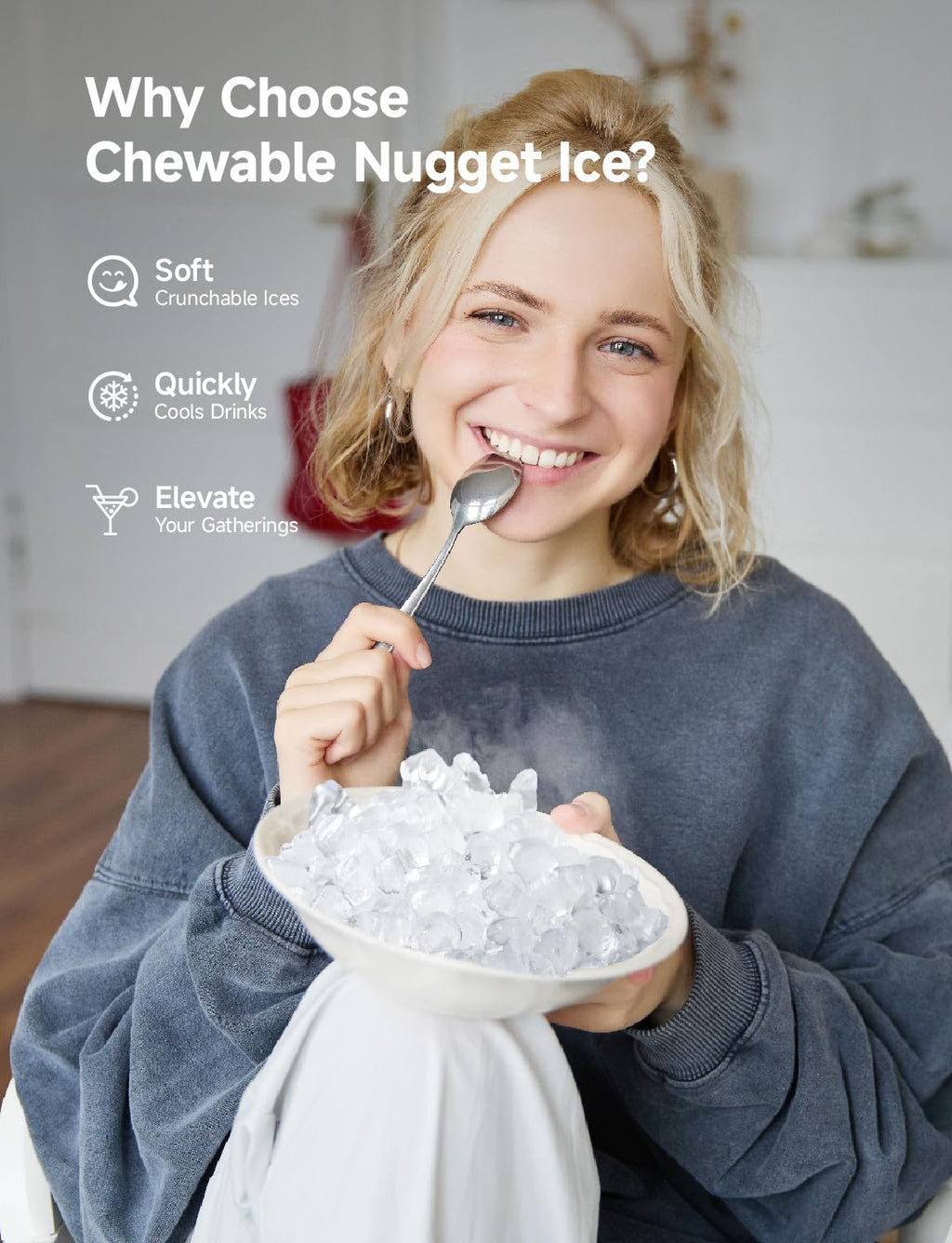 Nugget Ice Maker Countertop, 40lbs/24H, Black J591580