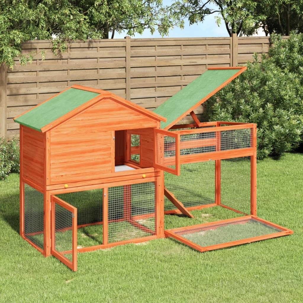 2-Tier Wooden Rabbit Hutch Small Animal Cage B6771