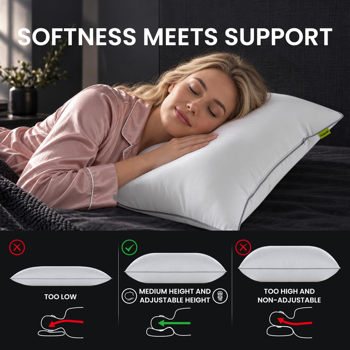 King Size Set of 2 Firm Bed Pillows N99131