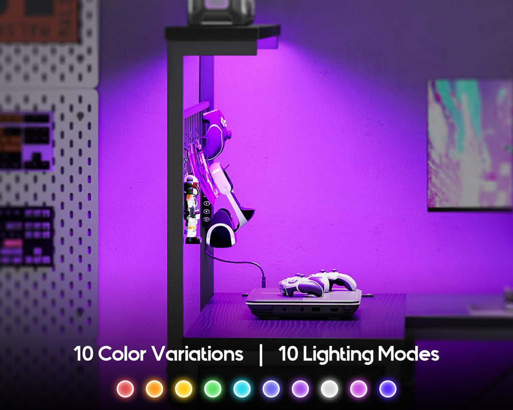43" L Shaped Gaming Desk with Shelf & 4 Drawers P940721