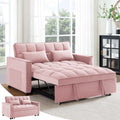 Pink Velvet Convertible Sleeper Sofa Bed U343907