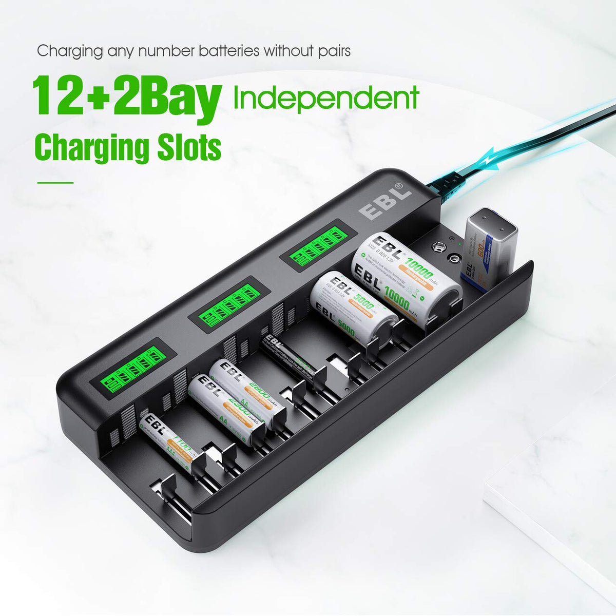 12+2 Bay Universal Rechargeable Battery Charger L97788