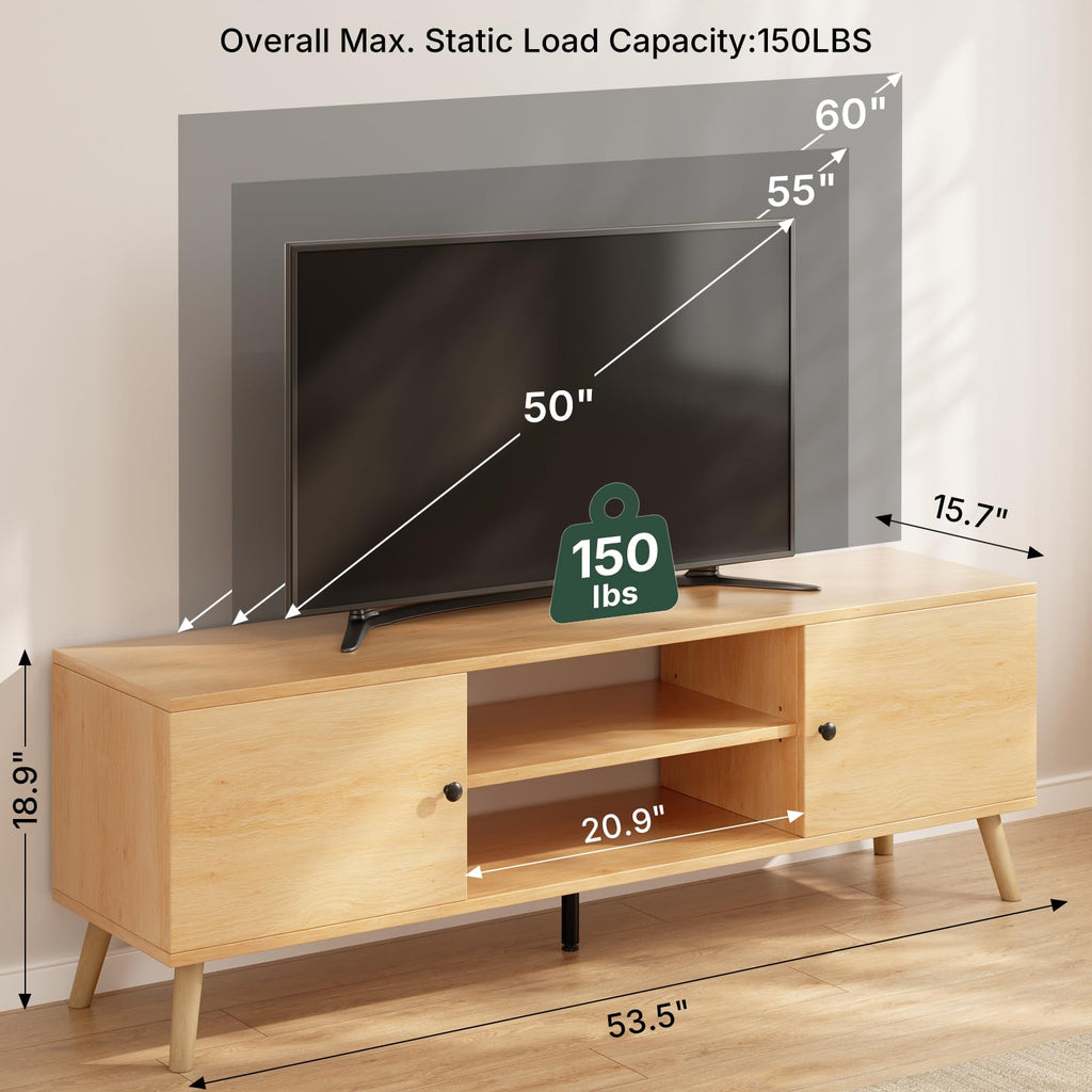 55 60 inch Wood TV Stand with 2 Cabinets J64691