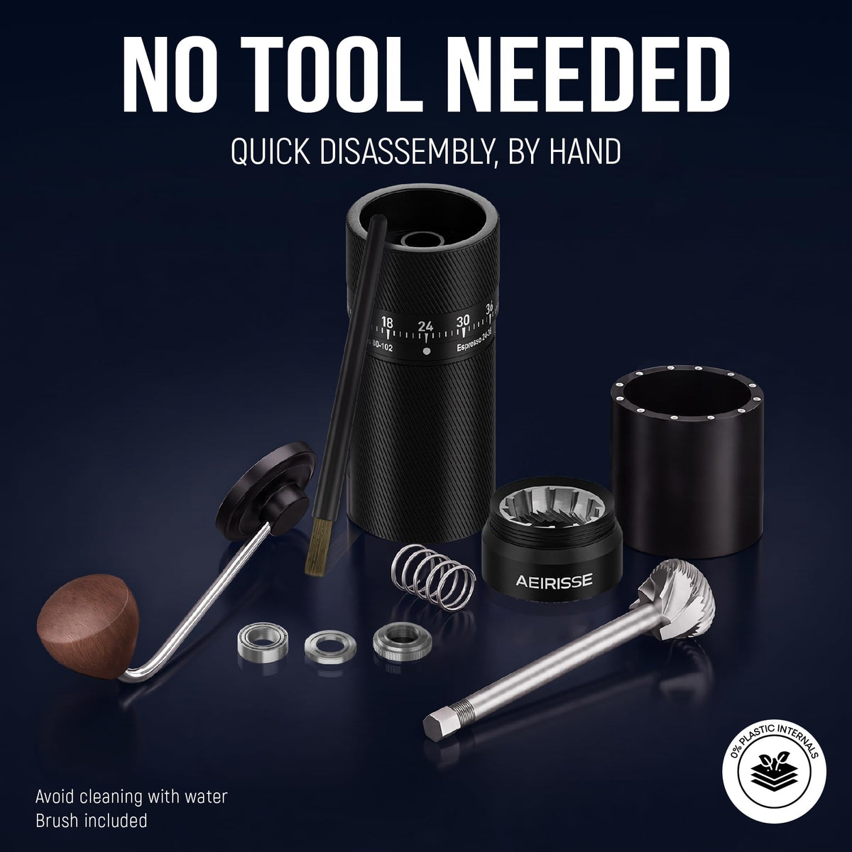 Manual 72-Click Conical Burr Stainless Steel Coffee Grinder A484633