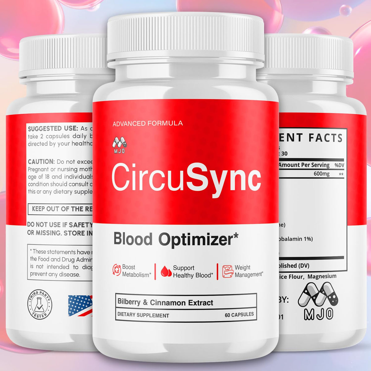 3 Pack 180 Capsules Blood Health Support Pills with Vitamins P7972