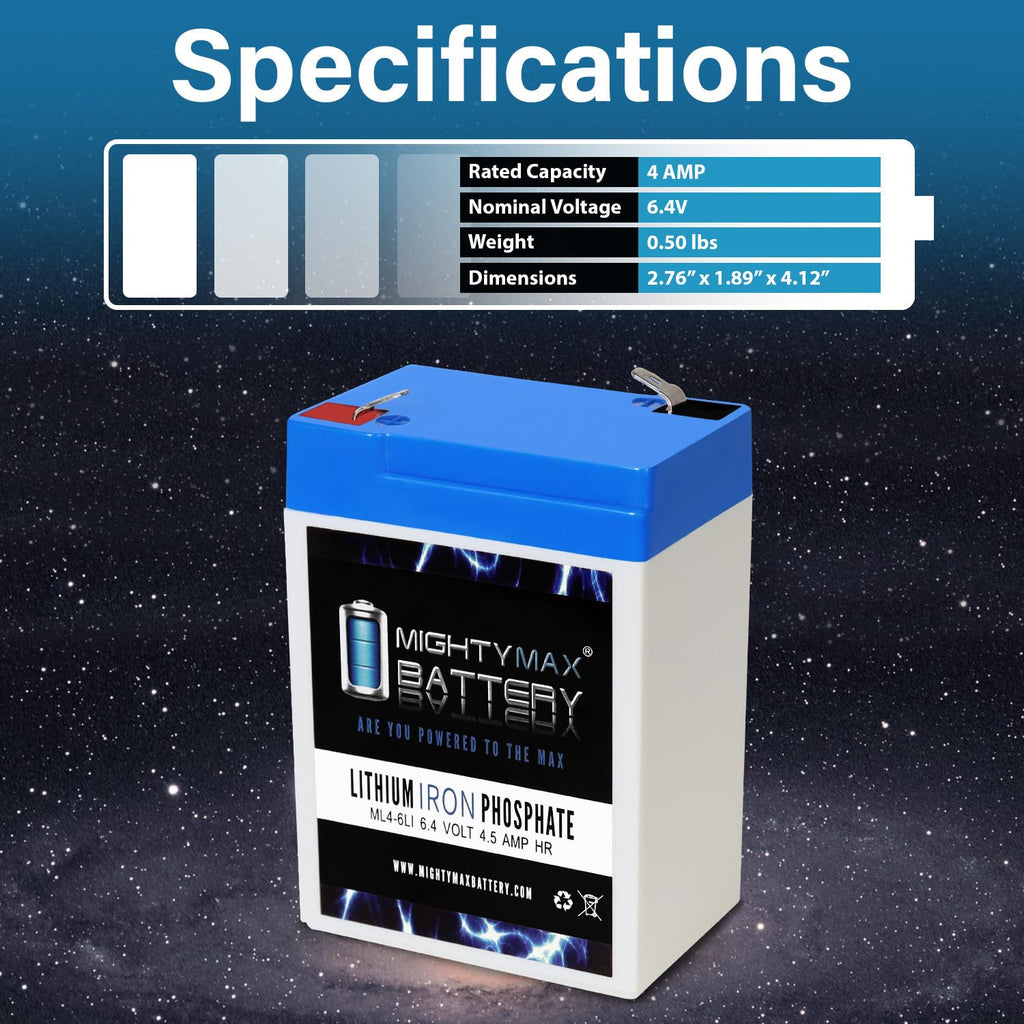 6V 4.5AH Lithium Replacement Battery U193002