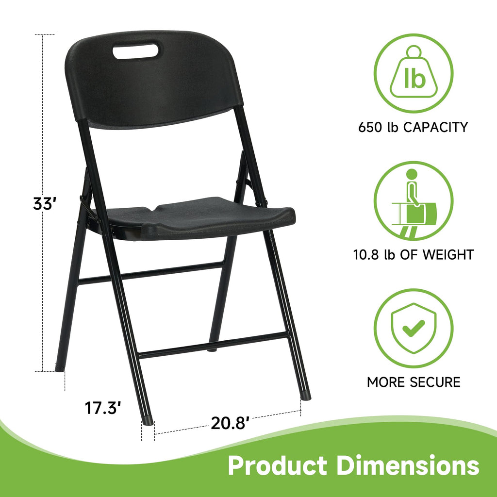Black Plastic Folding Chair Set of 10 D268577