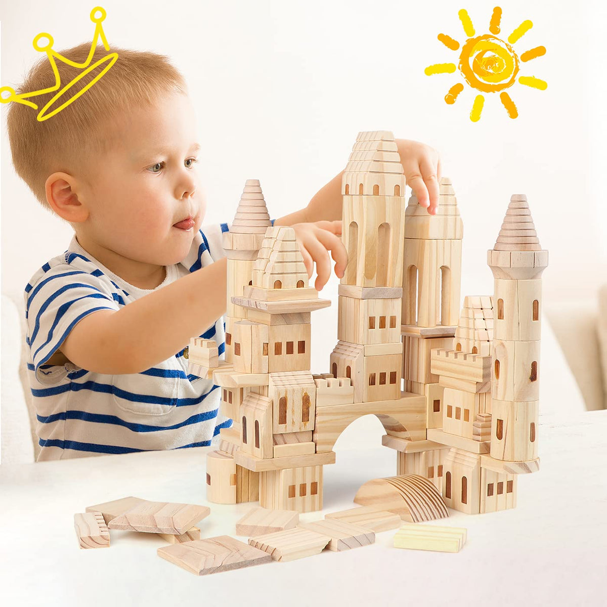 75 Pieces Wooden Castle Building Blocks T935648