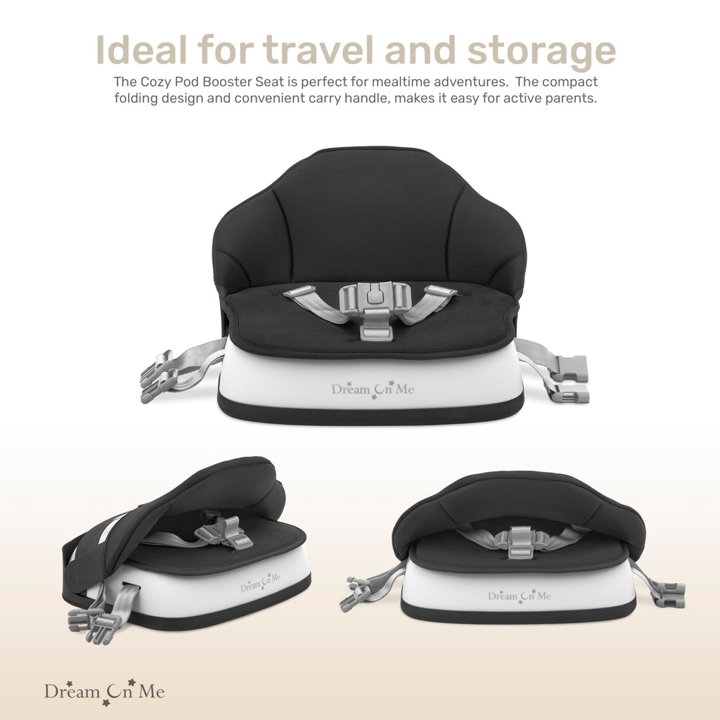 Portable Baby Booster Seat with 3-Point Harness & 2 Fixing Belts, Black F84089