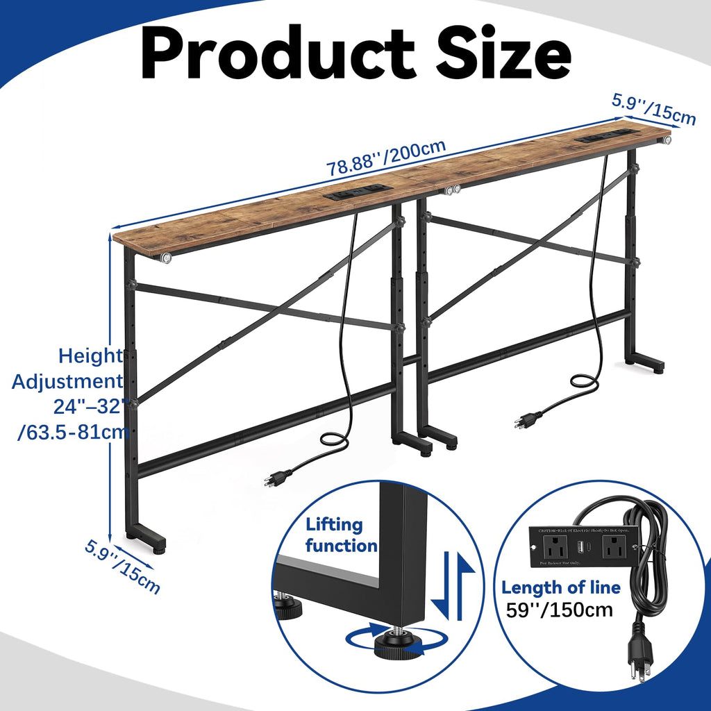 78.8 Inch Narrow Console Table with 2 AC Outlet H4584