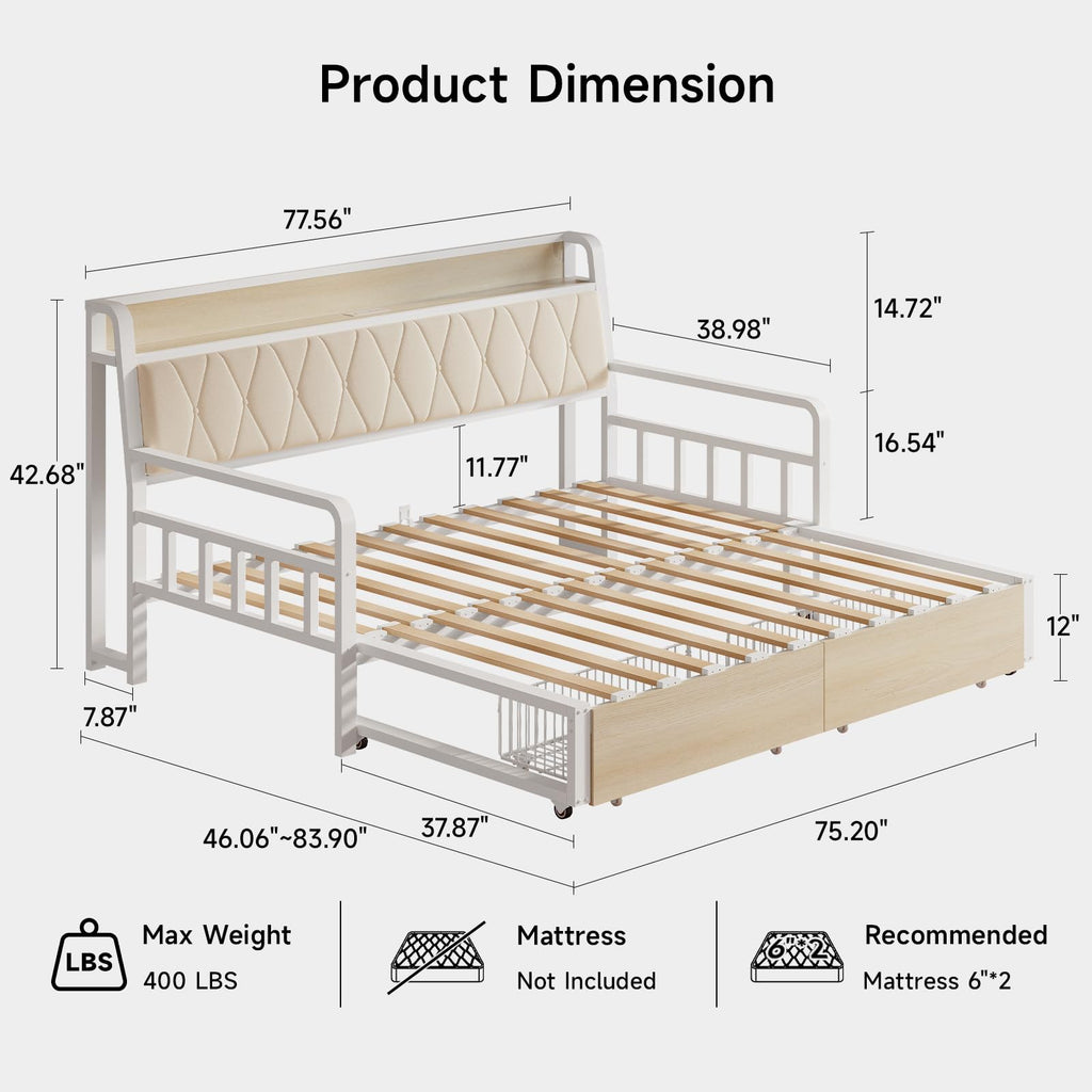 White Twin Daybed with Pop up Trundle Q828