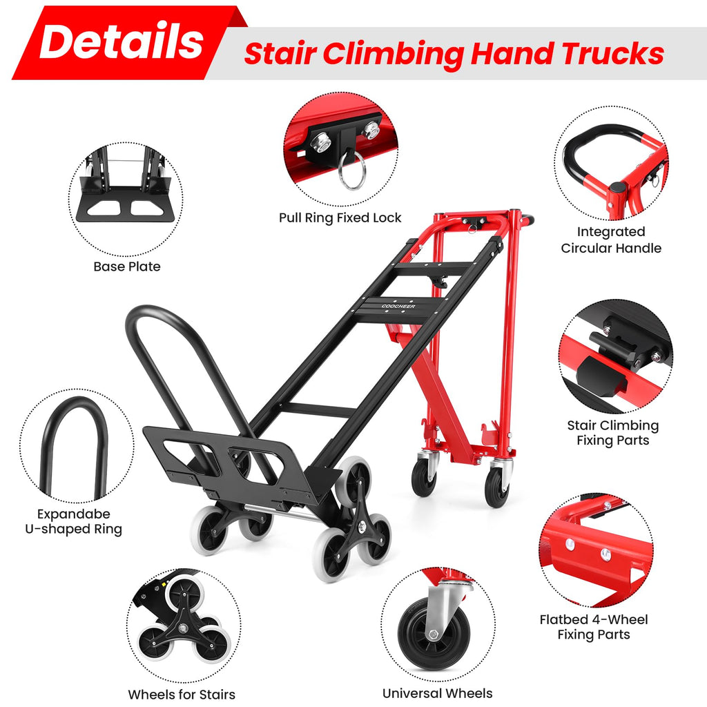 Heavy Duty 1000LBS 3 in 1 Convertible Folding Hand Truck Dolly Cart with Solid Wheels M4409