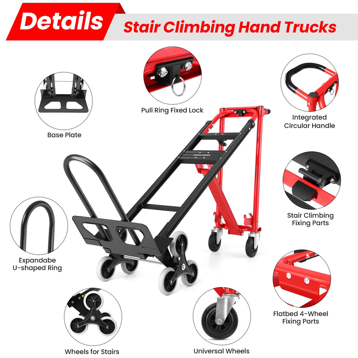 Heavy Duty 1000LBS 3 in 1 Convertible Folding Hand Truck Dolly Cart with Solid Wheels M4409