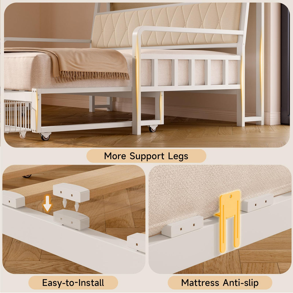 White Twin Daybed with Pop up Trundle Q828