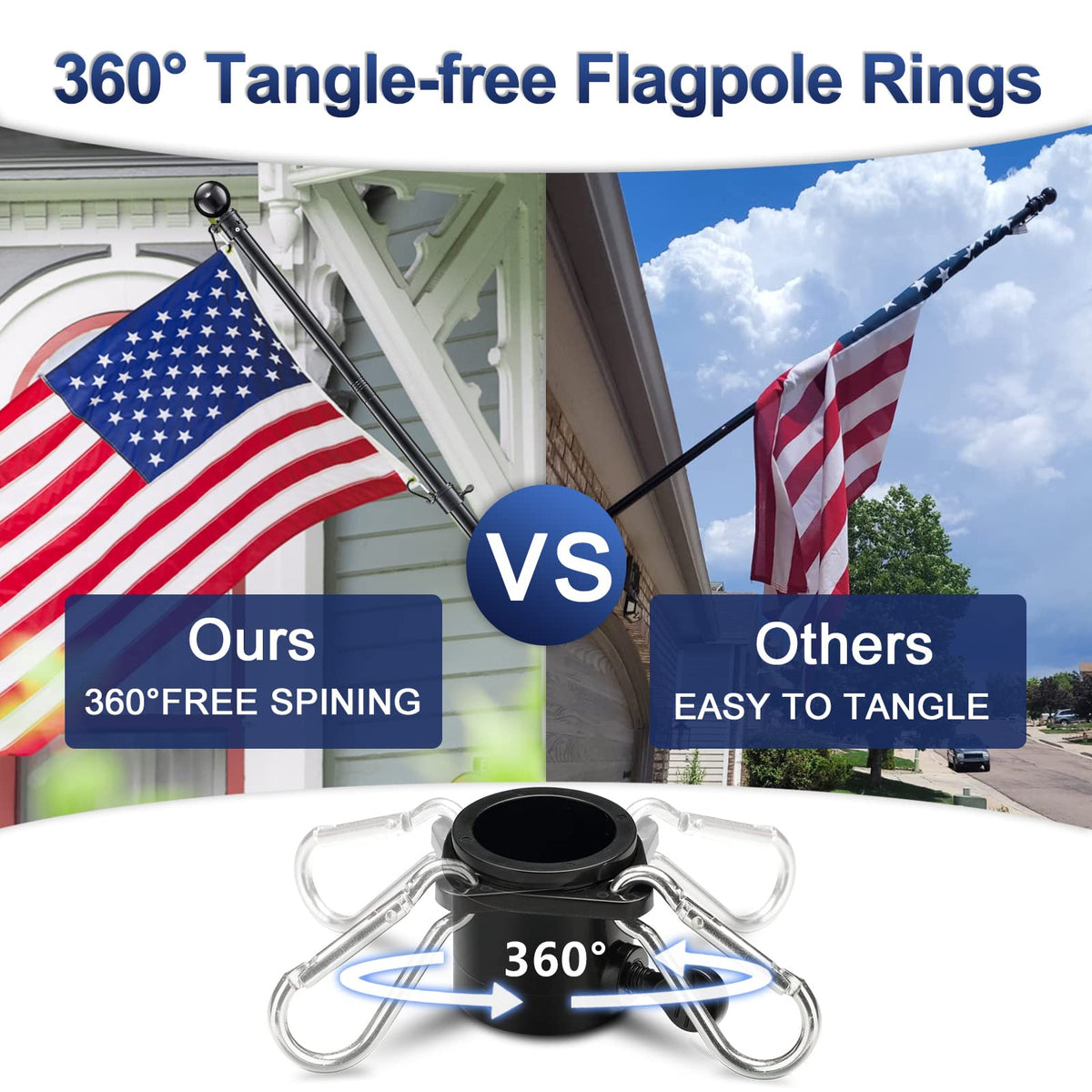 6ft Tangle Free Spinning Flag Pole Kit V342