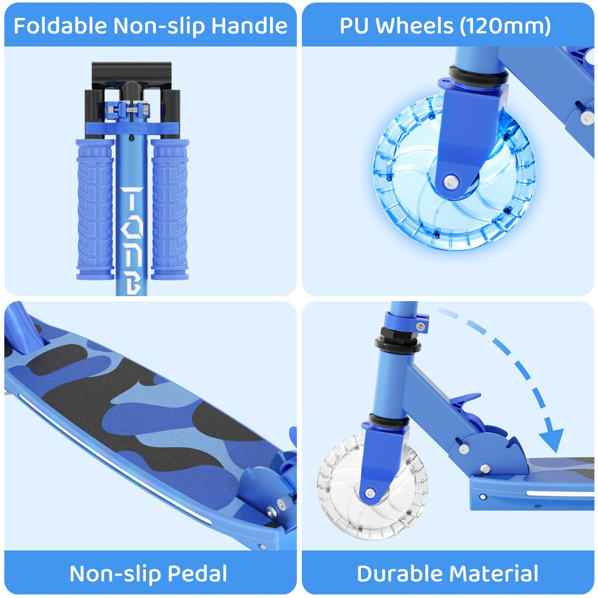 2 Wheel Adjustable Height Foldable Lightweight Kick Scooter A7515