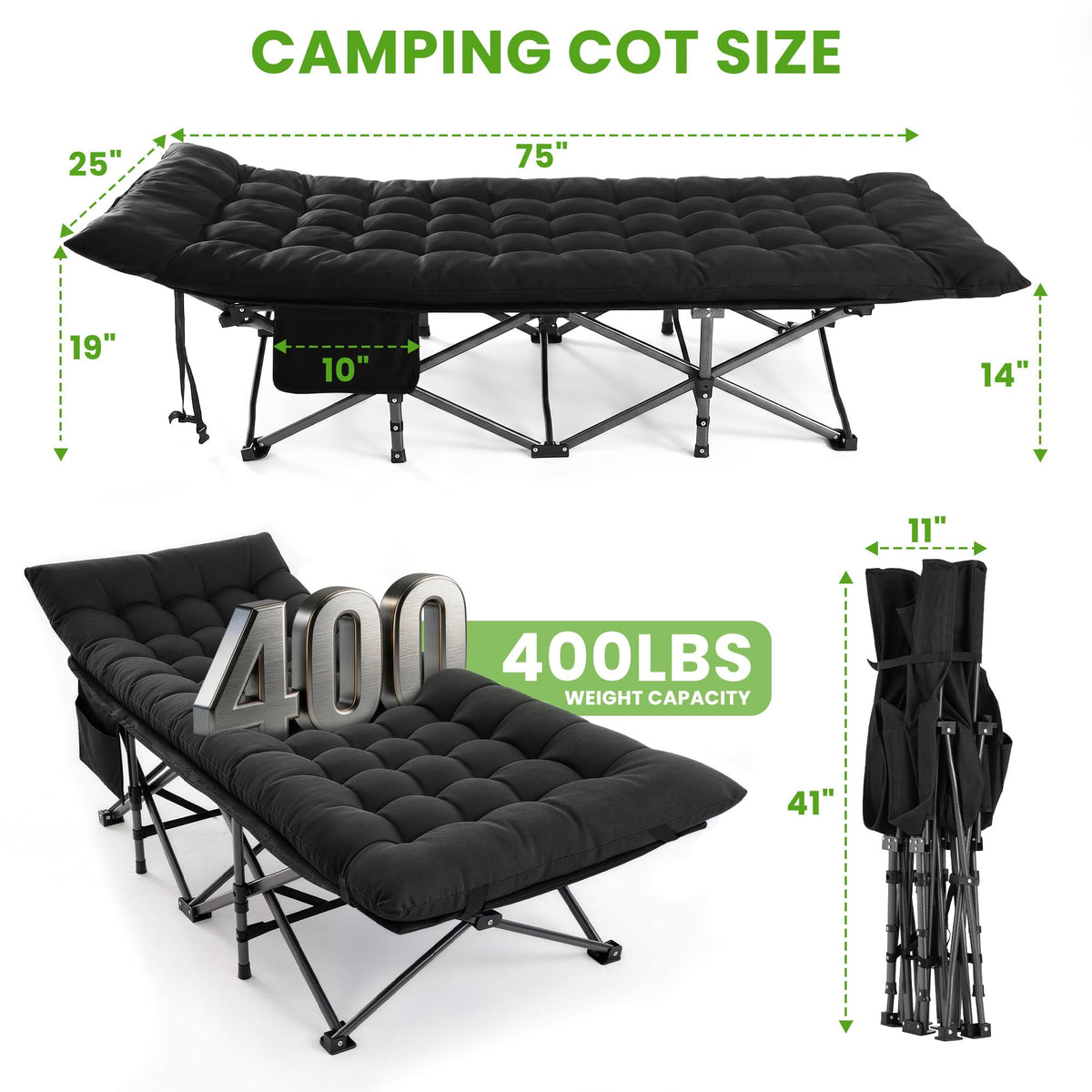 Folding Camping Cot with Carry Bag & Mattress X781