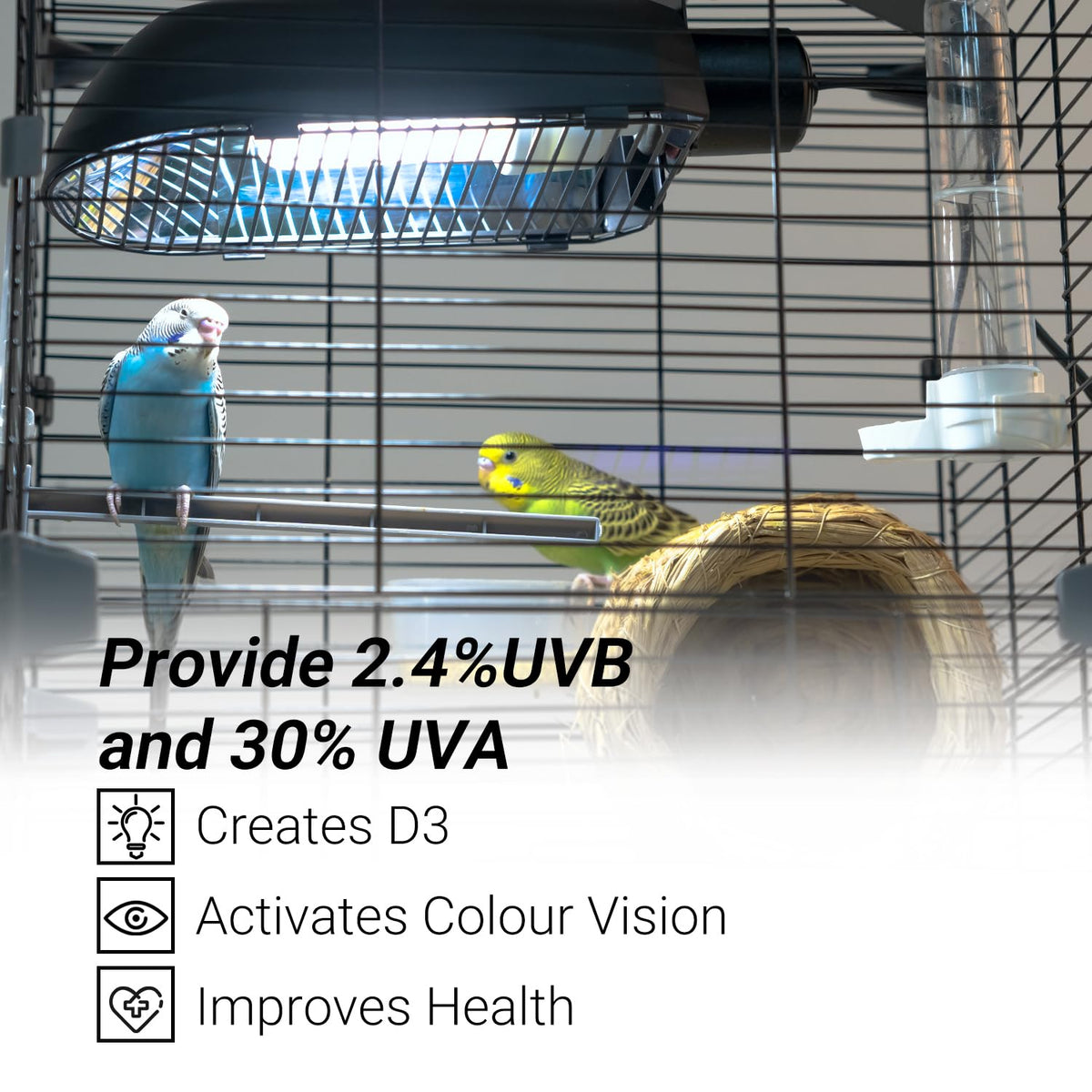 Bird Cage Light Fixture Combo Kit, 2.4% UVB UVA 20W Compact Fluorescent Bulb R86326