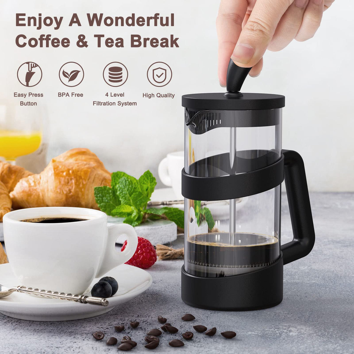 34 oz Glass French Press Coffee Maker C49521