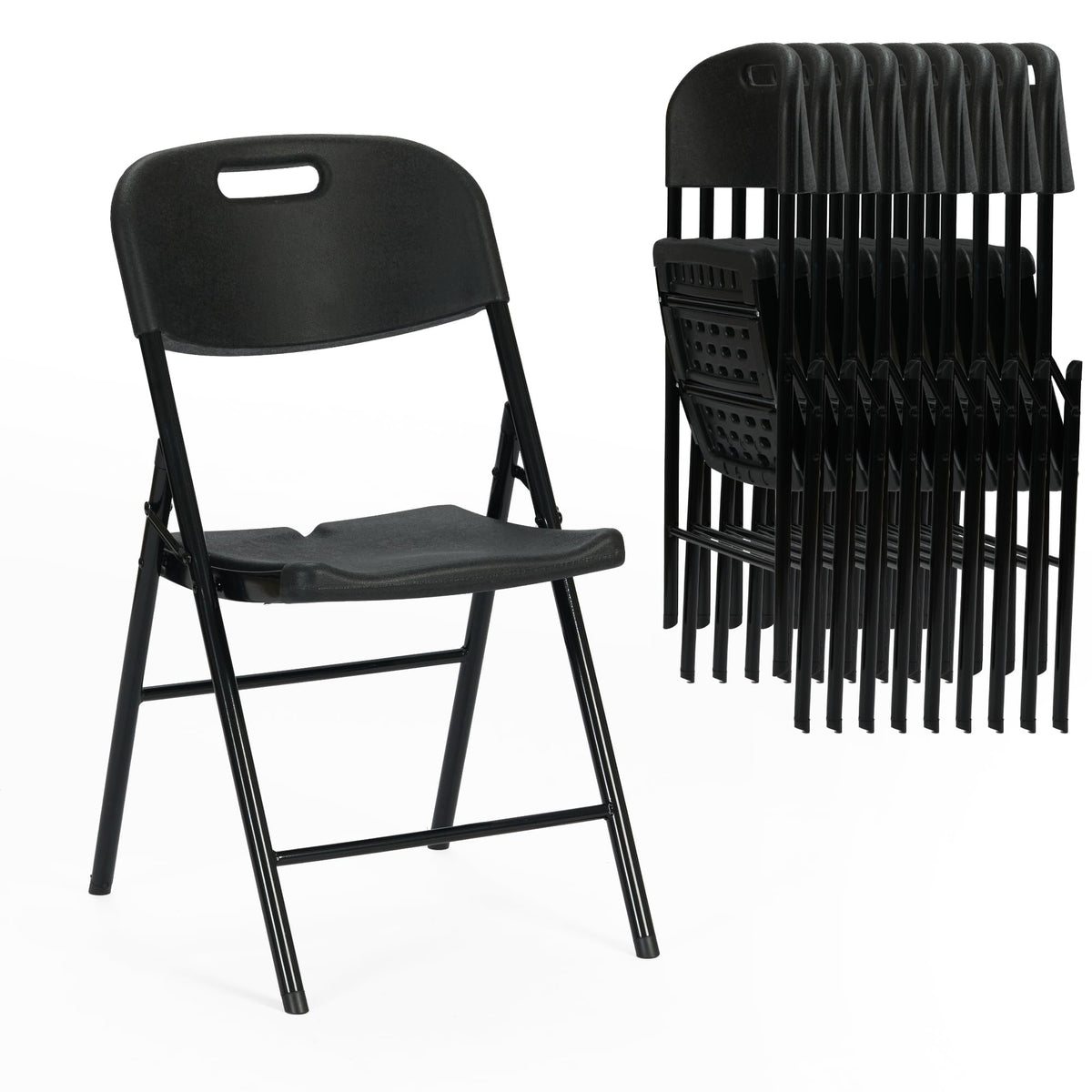 Black Plastic Folding Chair Set of 10 D268577