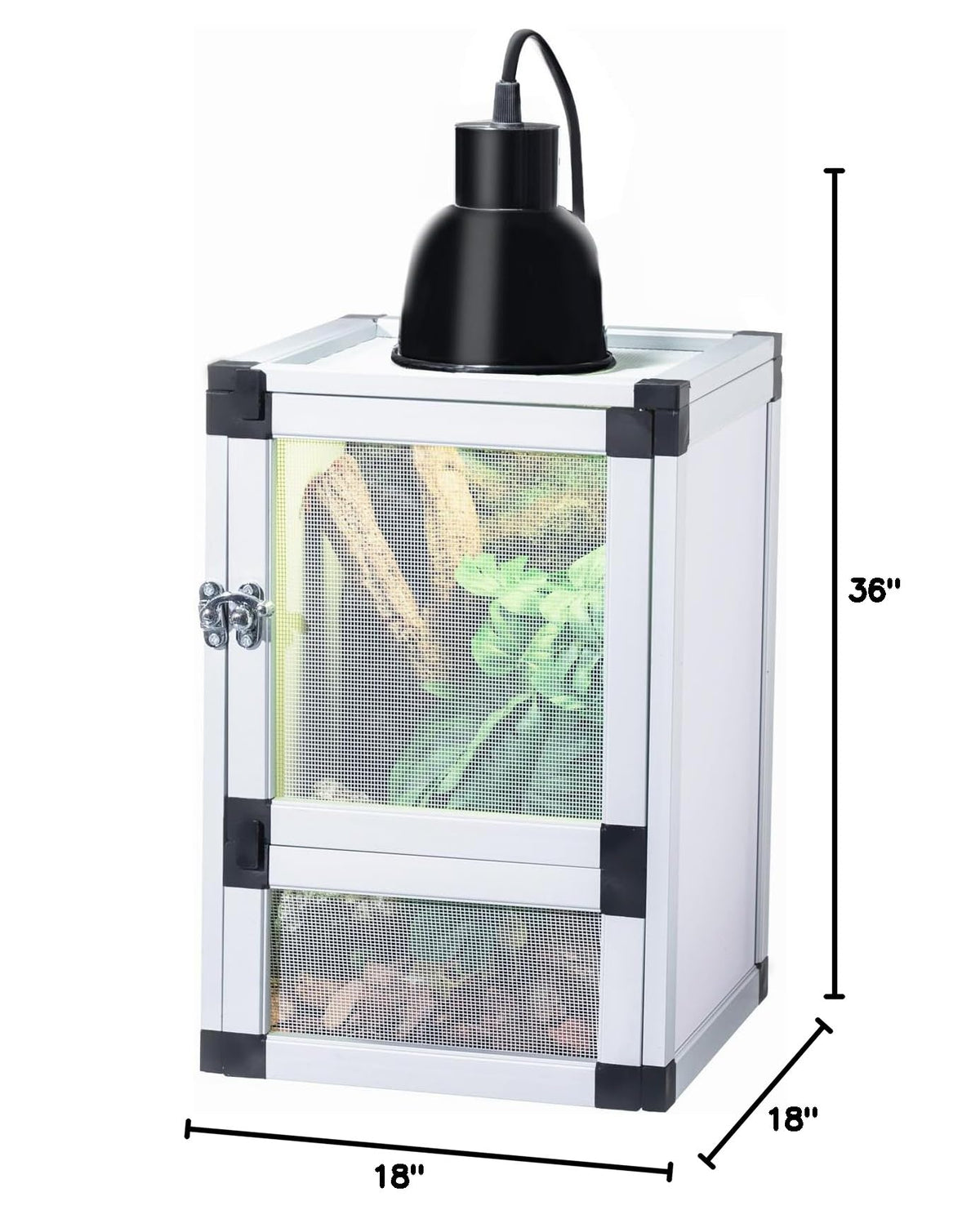 18"x18"x36" Aluminum Frame Reptile Cage with Screen & Acrylic Front Doors F480450