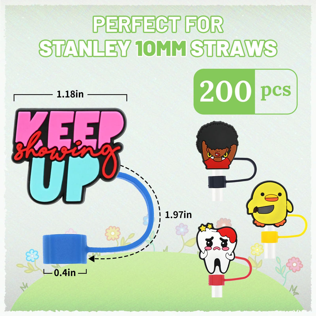 200PCS Straw Covers Cap for Tumbler Straws D364984