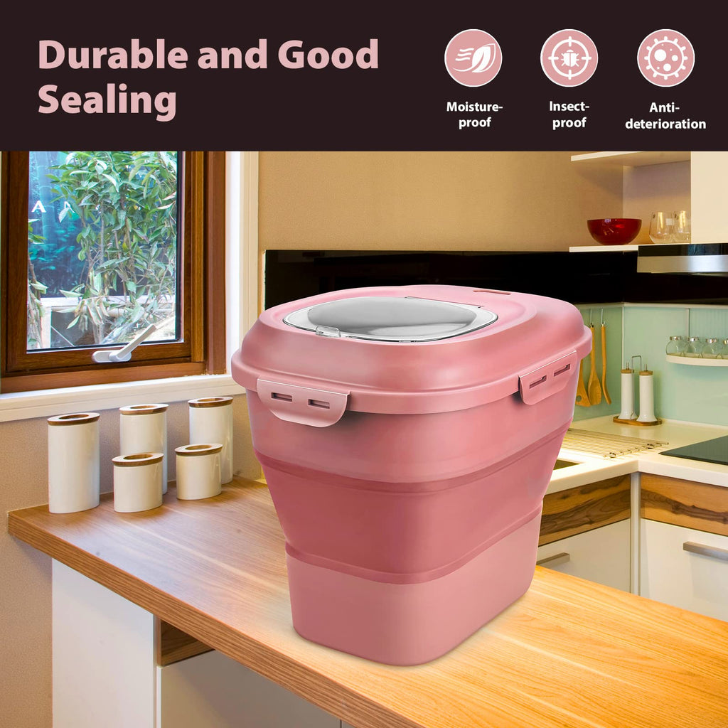 Collapsible Airtight Dry Food Storage Containers with Rolling Wheel X610525