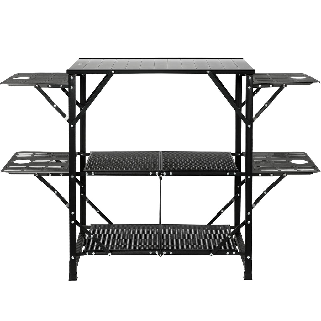 Aluminum Folding Camping Kitchen Table with 2 Shelves O834