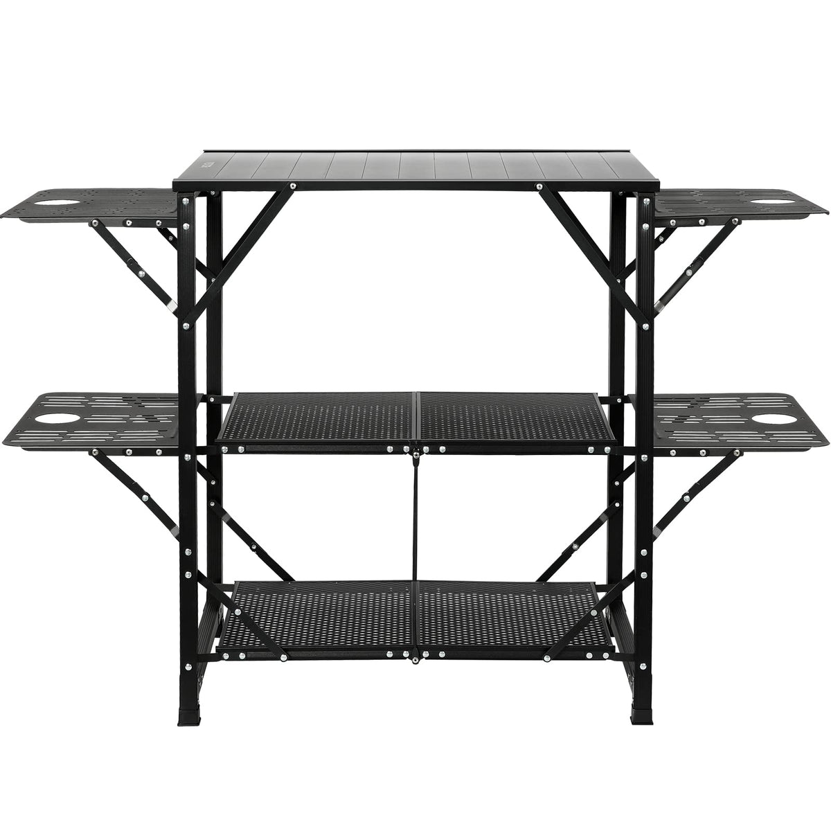 Aluminum Folding Camping Kitchen Table with 2 Shelves O834