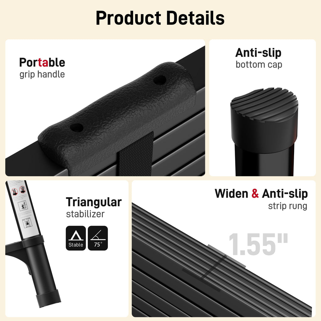 Telescoping Ladder 20.3 FT 330 lbs Capacity Black P348