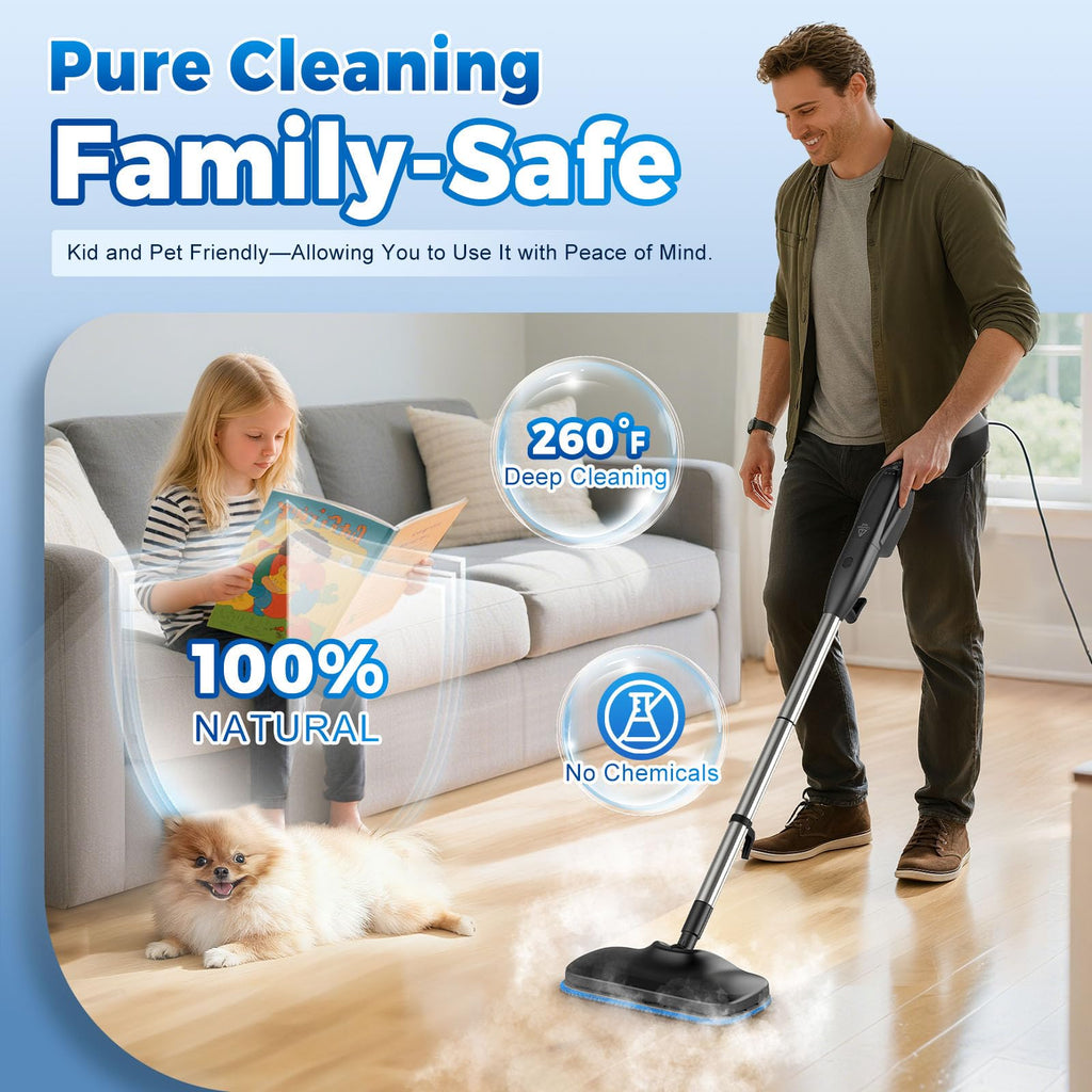 Heavy Duty Detachable Steam Mop Cleaner with 17 Accessories I99423