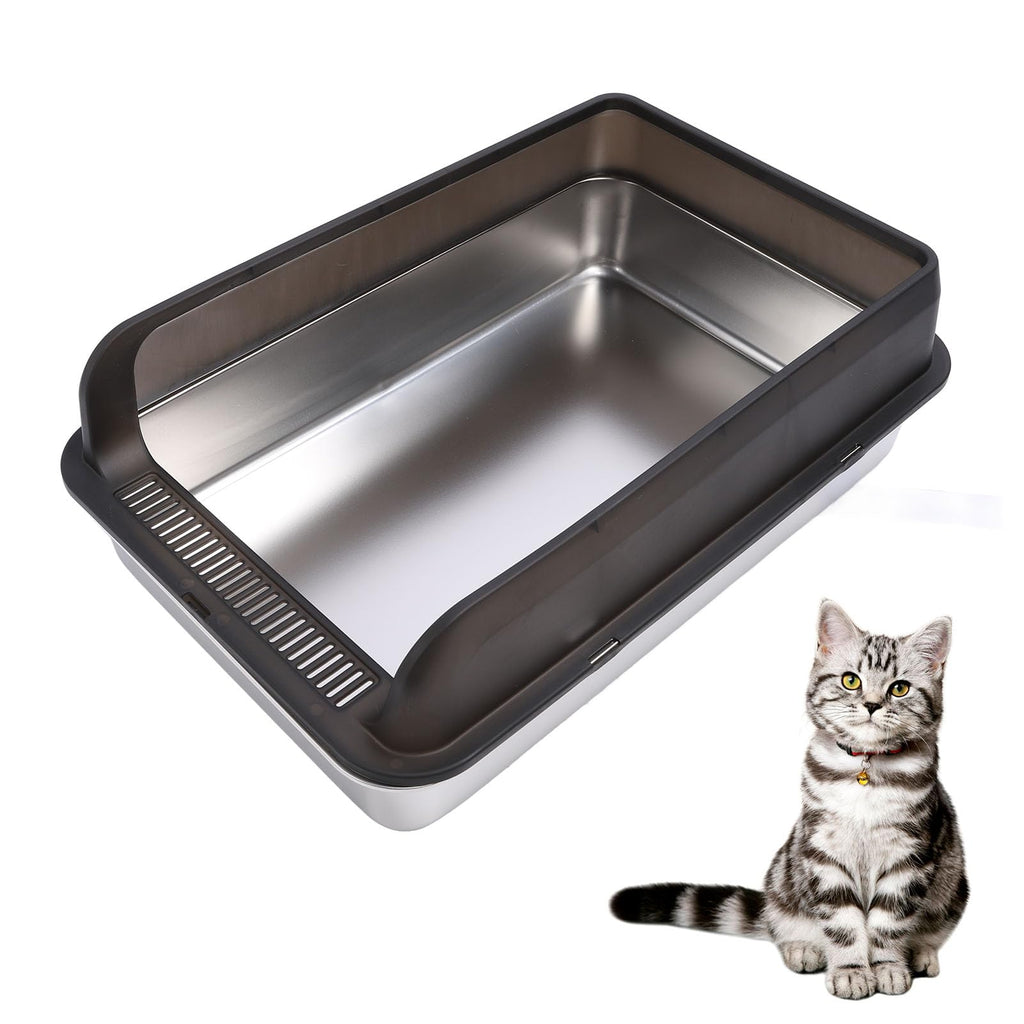 Stainless Steel High Sided Cat Litter Box with Lid Q809847