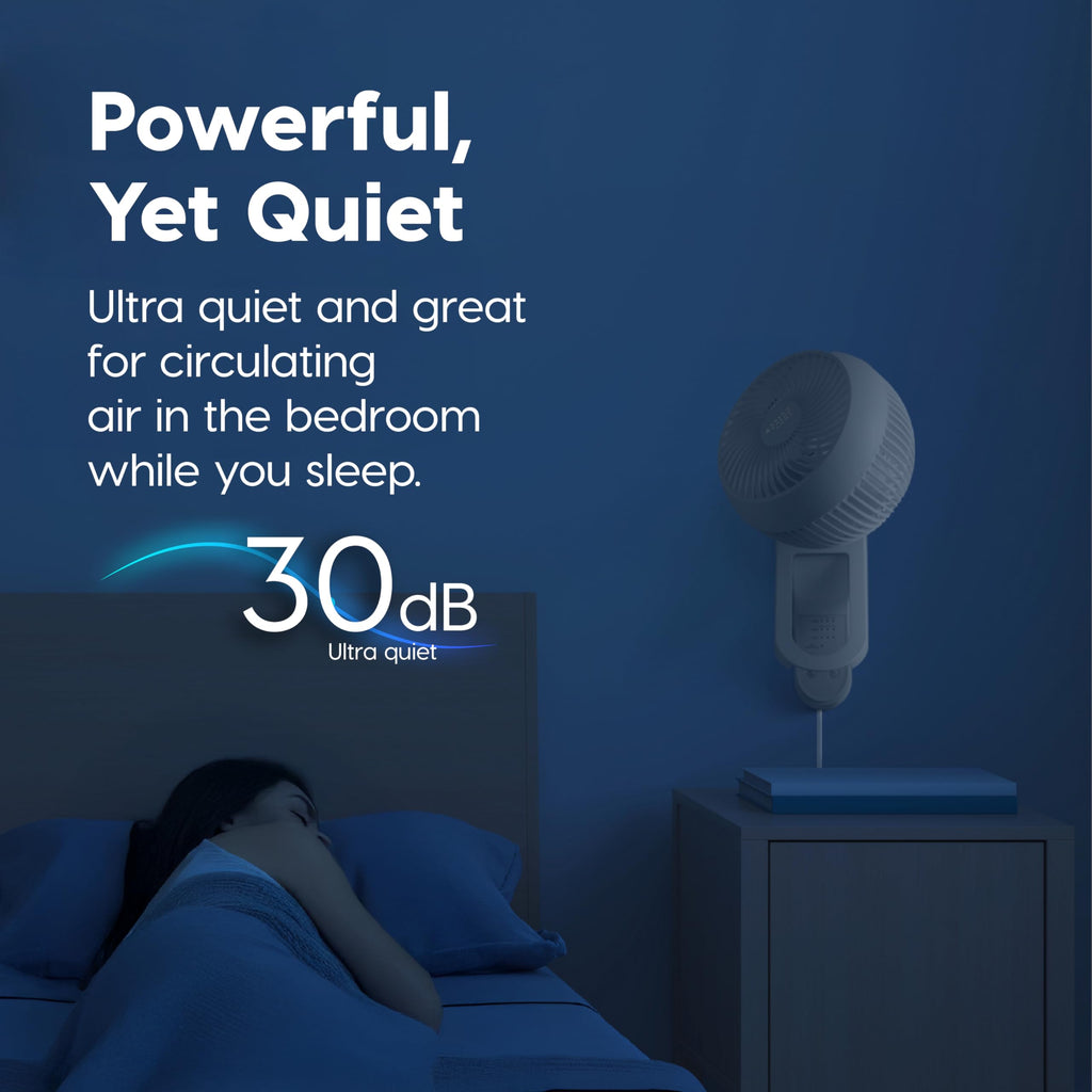 Wall Mount Fan with Remote, 360° Oscillation, 3 Speeds, White A5144