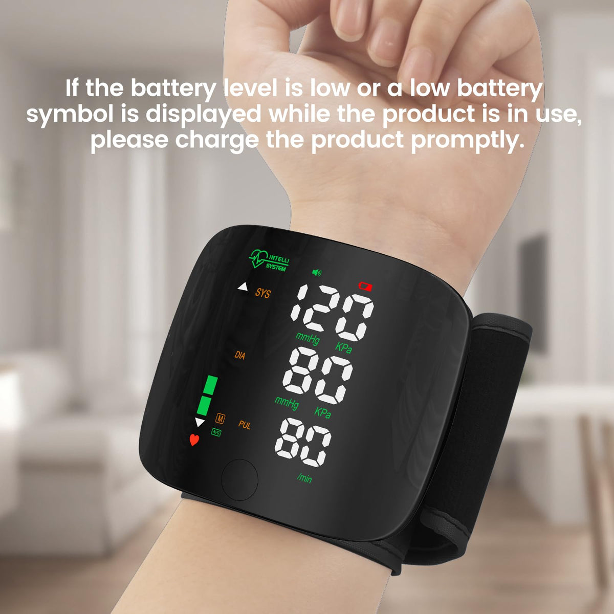 Wrist Blood Pressure Monitor Led Display Black L188674