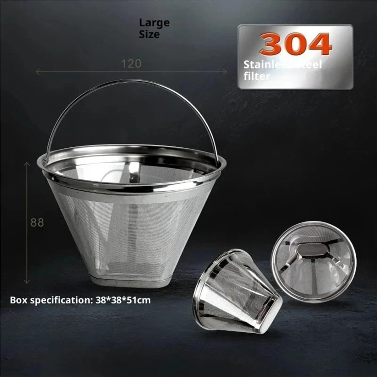 Steel Reusable Coffee Filter 8-12 Cups A6403