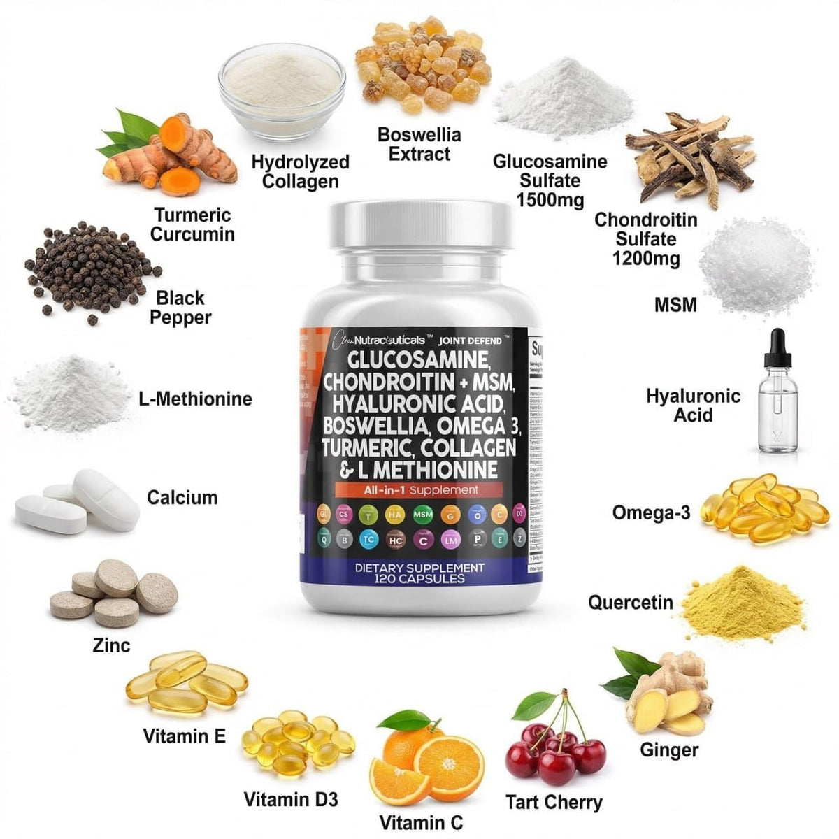 Glucosamine Chondroitin MSM 1500mg with Turmeric Curcumin Supplement O536663