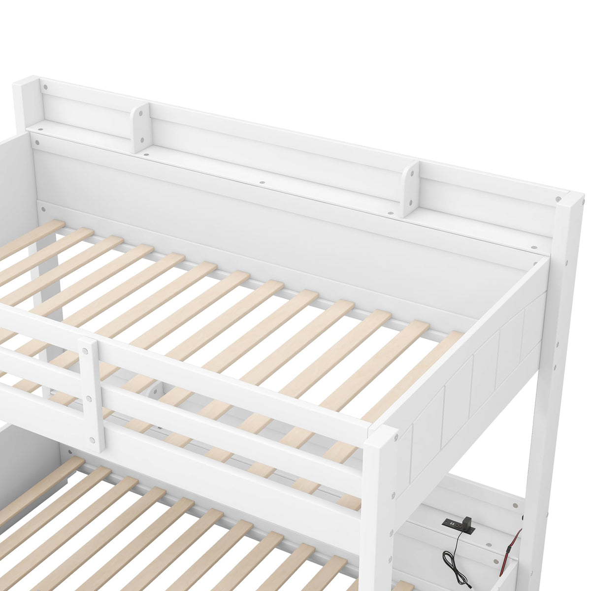 Twin Over Full Bunk Bed with Storage Shelves W95151