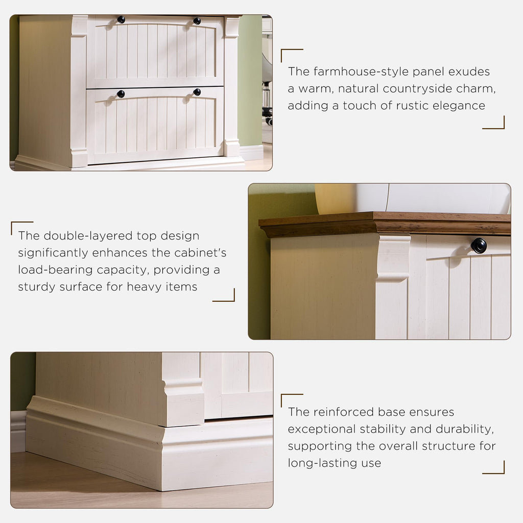 Antique White 2 Drawer File Cabinet X22068