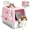 Fully Enclosed Stainless Steel Cat Litter Box with Lid K4995