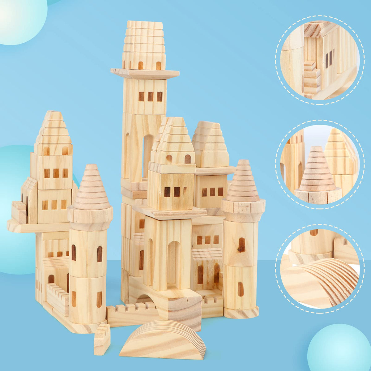 75 Pieces Wooden Castle Building Blocks T935648