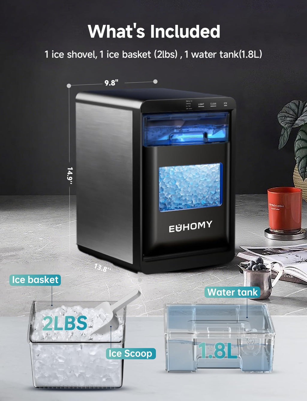 Nugget Ice Maker Countertop, 40lbs/24H, Black J591580