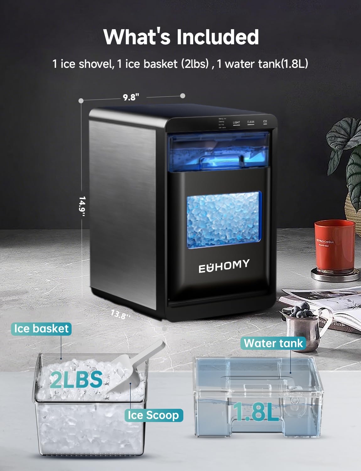 Nugget Ice Maker Countertop, 40lbs/24H, Black J591580