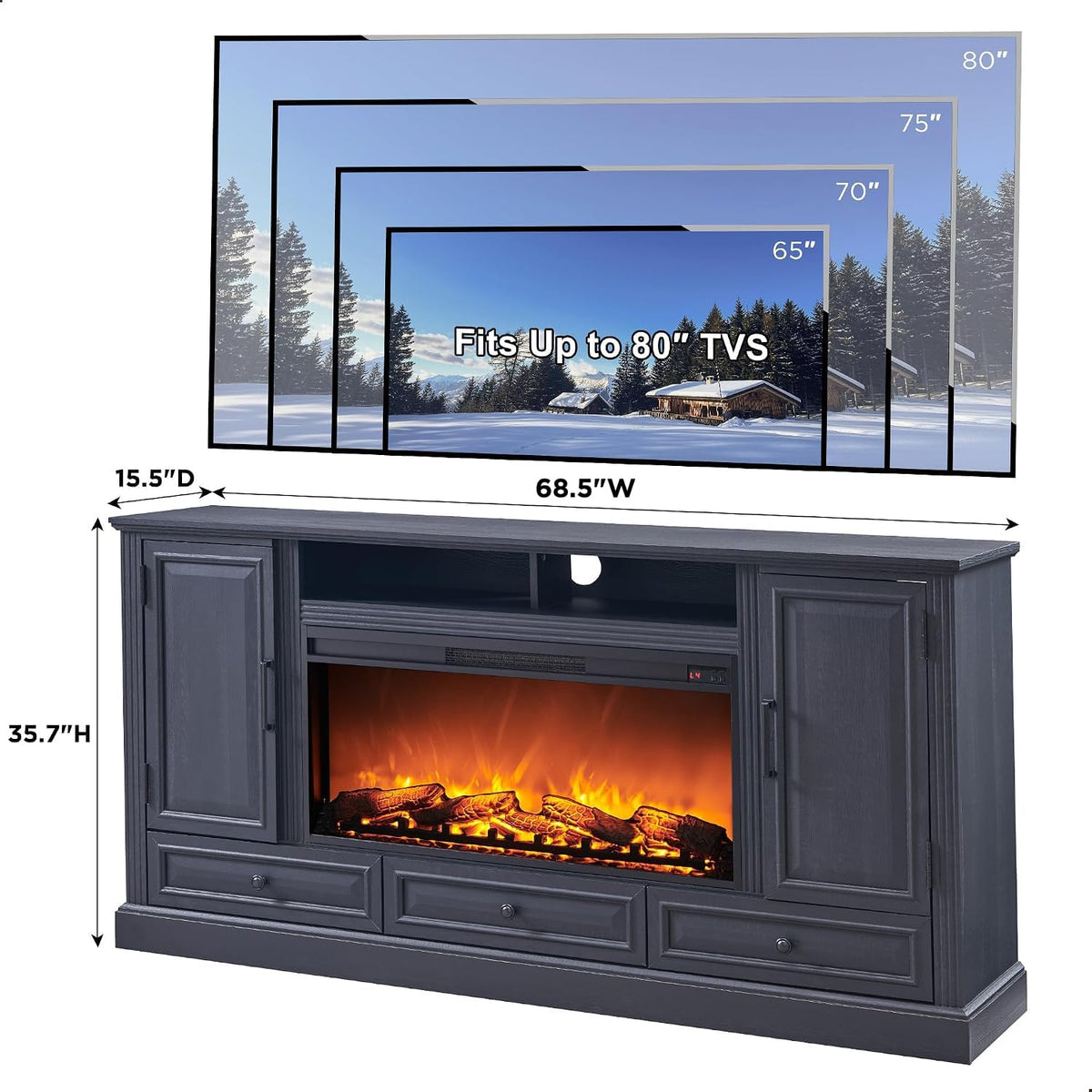 Black Fireplace TV Stand Z13067