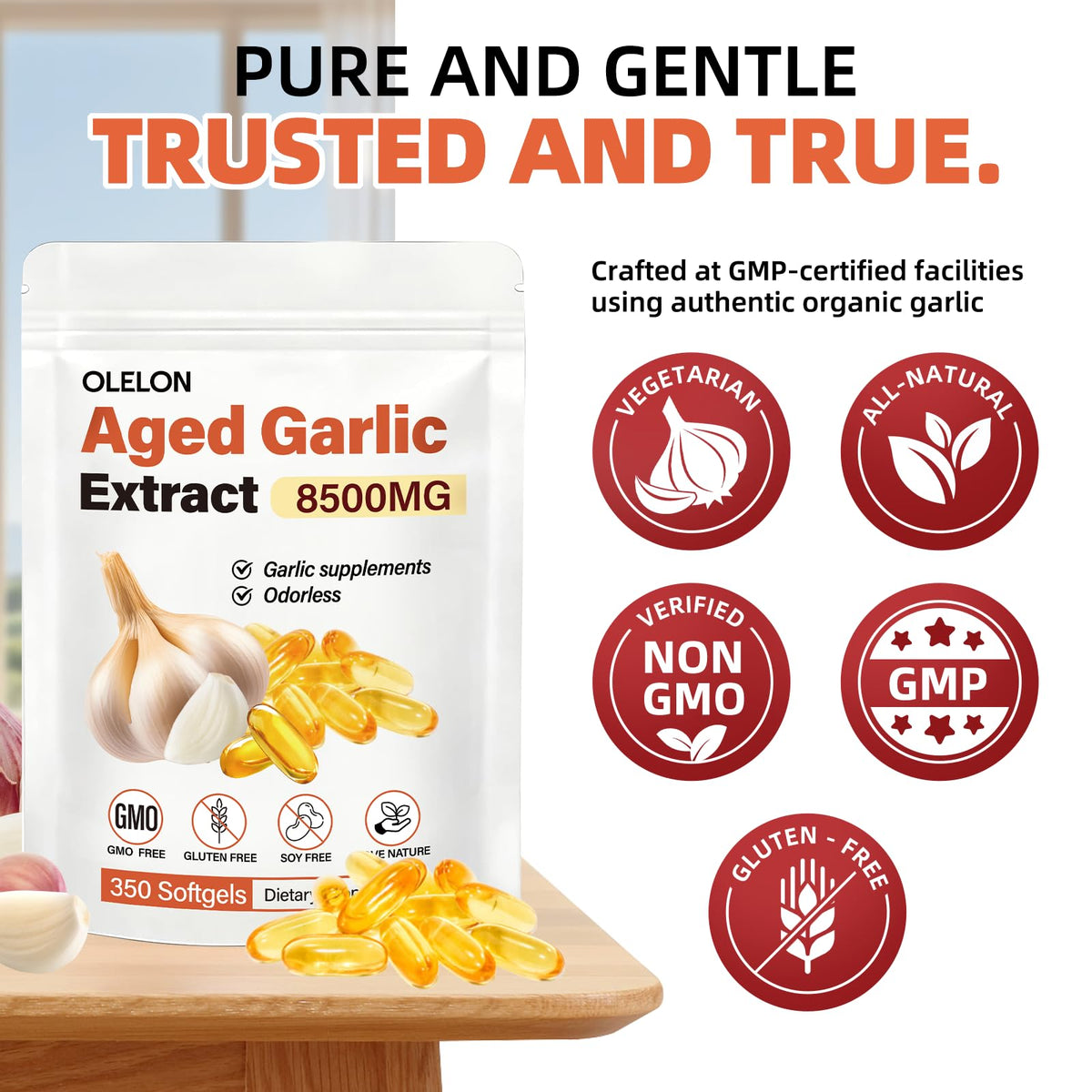 Aged Garlic Extract 350 Softgels Odorless Organic Garlic Supplement T279
