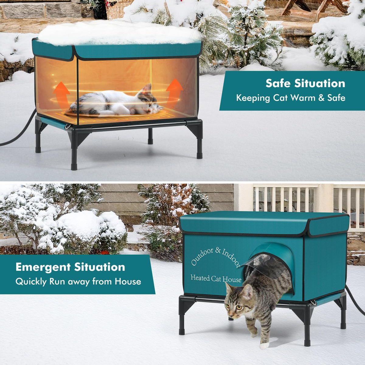 Insulated Heated Cat House with Heating Pad P292